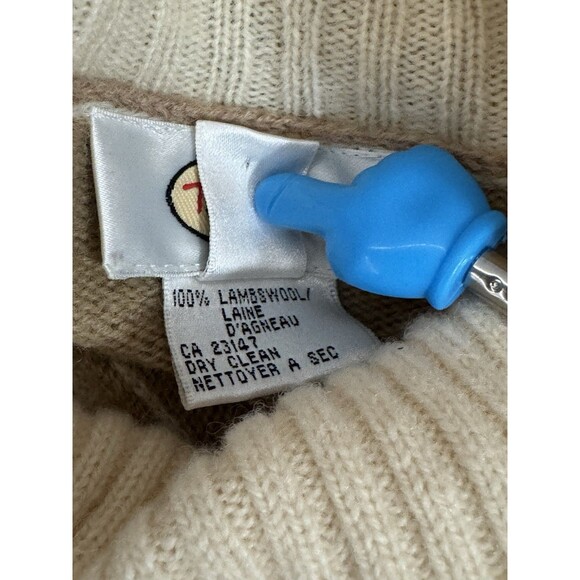 Talbots Lambswool Sweater Turtleneck Beige Cream Snowflake Medium XL - Picture 5 of 8